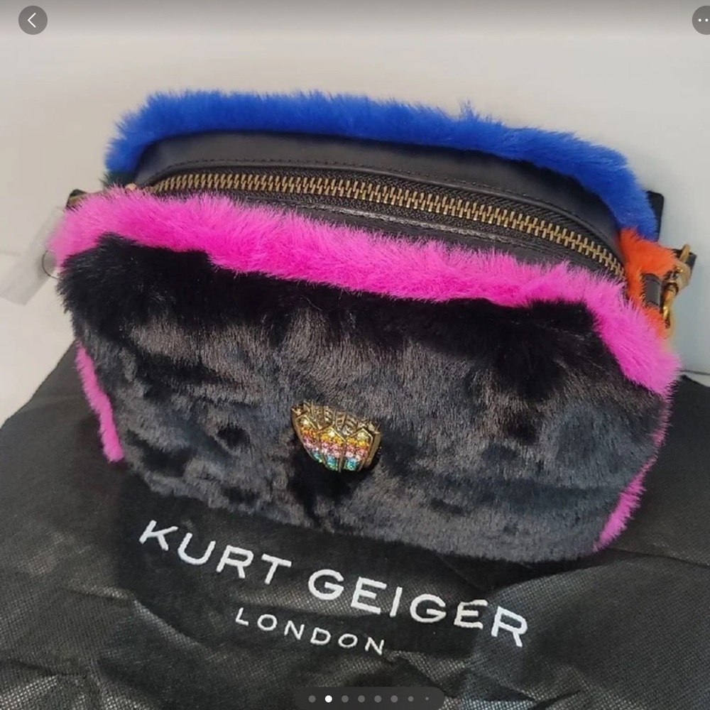 - - KURT GEIGER Kensington Large Camera Black Leather Crossbody Bag